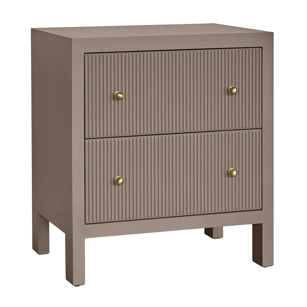 JAYLA LARGE TAUPE 2-DRAWER LARGE BEDSIDE TABLE - MyChocolateWood