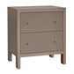 Jayla Large 2-Drawer Bedside Table in Taupe - Chocolate Wood