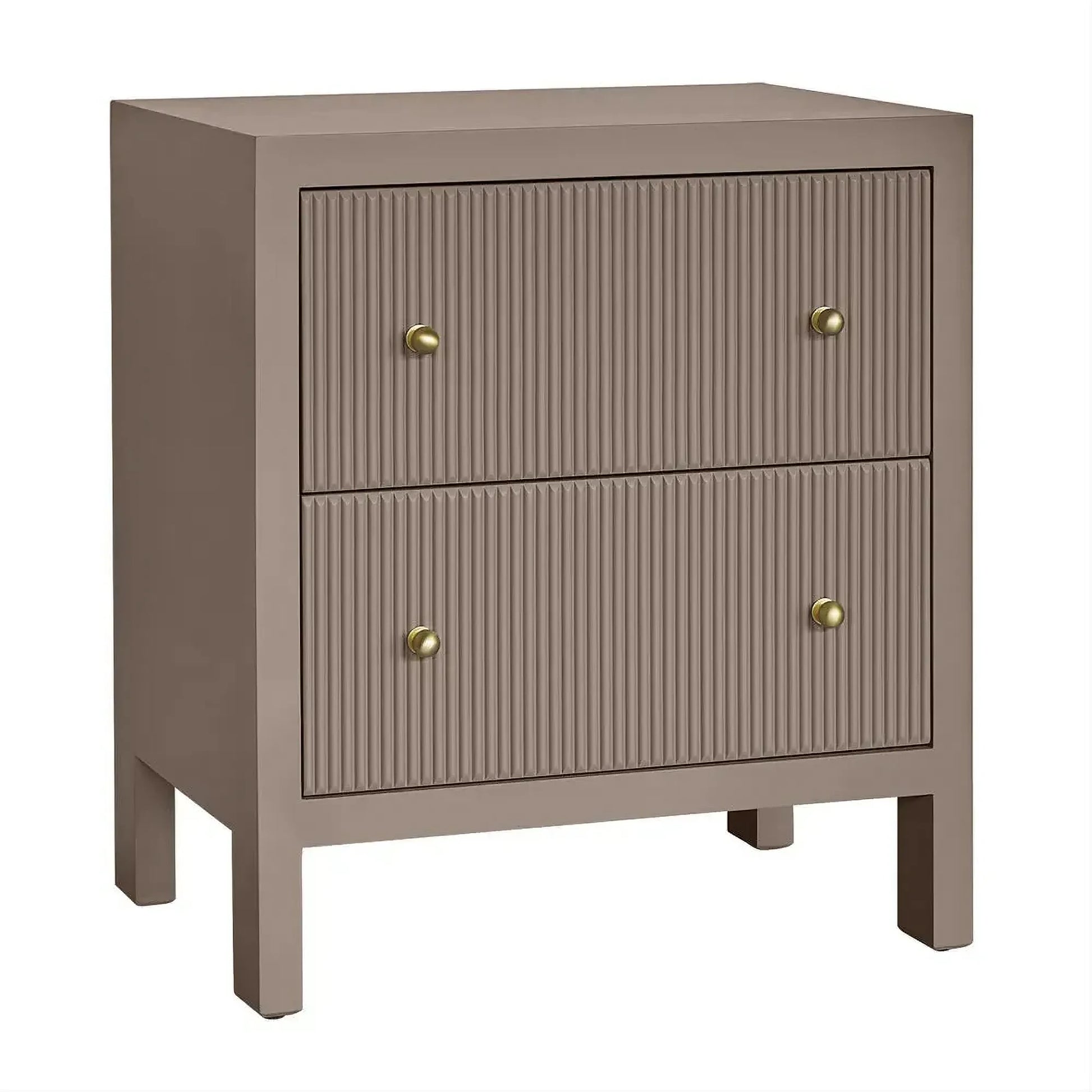 Jayla Large 2-Drawer Bedside Table in Taupe - Chocolate Wood