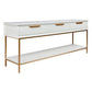 MORETTI 3-DRAWER CONSOLE TABLE/HALL TABLE SATIN WHITE  & GOLD LARGE - MyChocolateWood