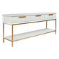 Moretti 3-Drawer Console Table 200cm in Satin White & Gold - Chocolate Wood