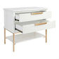 Moretti 2-Drawer Bedside Table Large in Satin White & Gold - Chocolate Wood