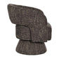 Lester Fabric Accent Armchair with 360 Degree Swivel in Chocolate - Chocolate Wood