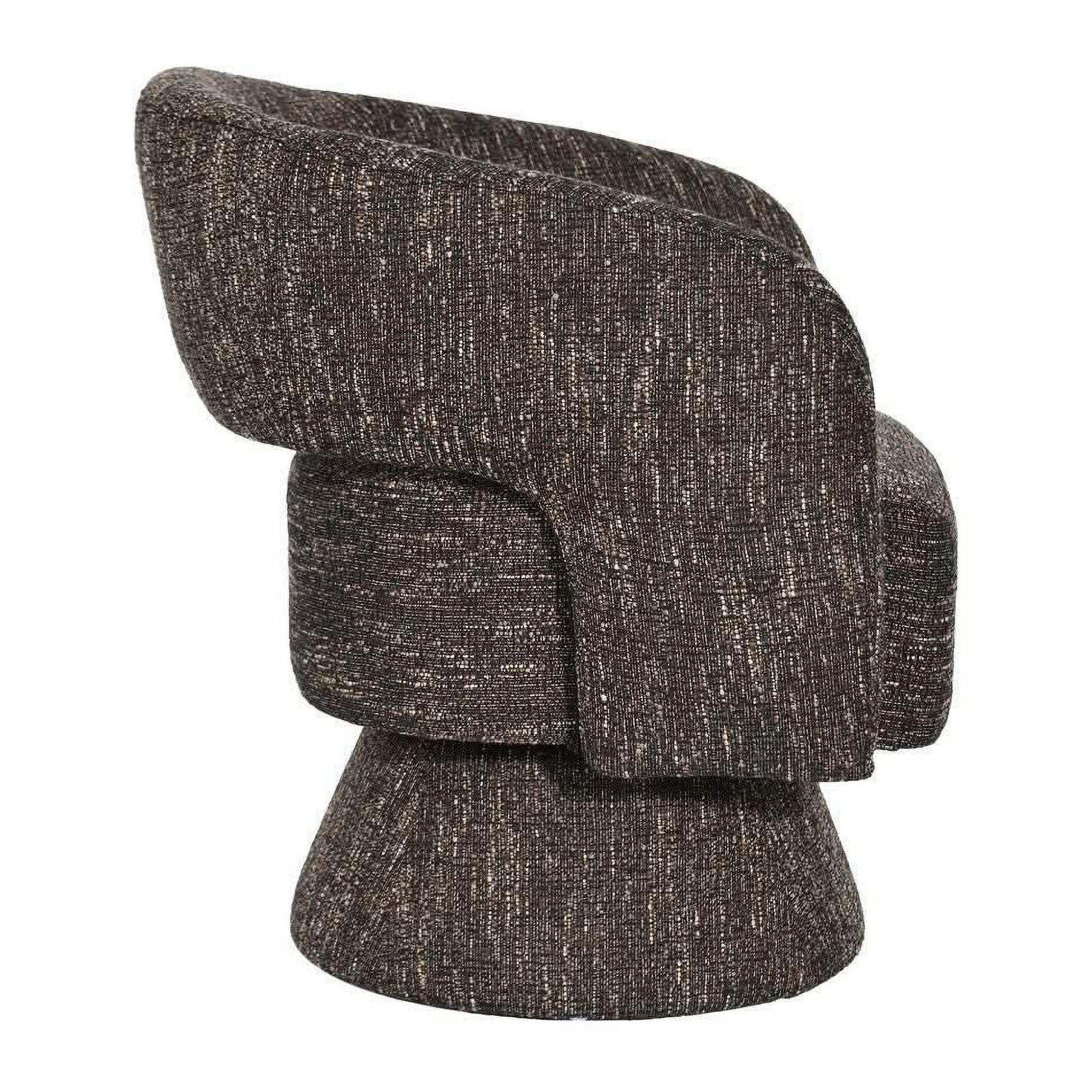Lester Fabric Accent Armchair with 360 Degree Swivel in Chocolate - Chocolate Wood