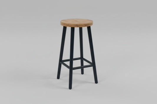 FITAN SOLID OAKSTOOL NATURAL TOP/BLACK LEGS HEIGHT 65CM - MyChocolateWood