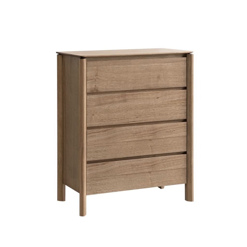 AKSEL MESSMATE TIMBER 4-DRAWER TALLBOY/CHEST OF DRAWERS LIGHT SMOKE - MyChocolateWood
