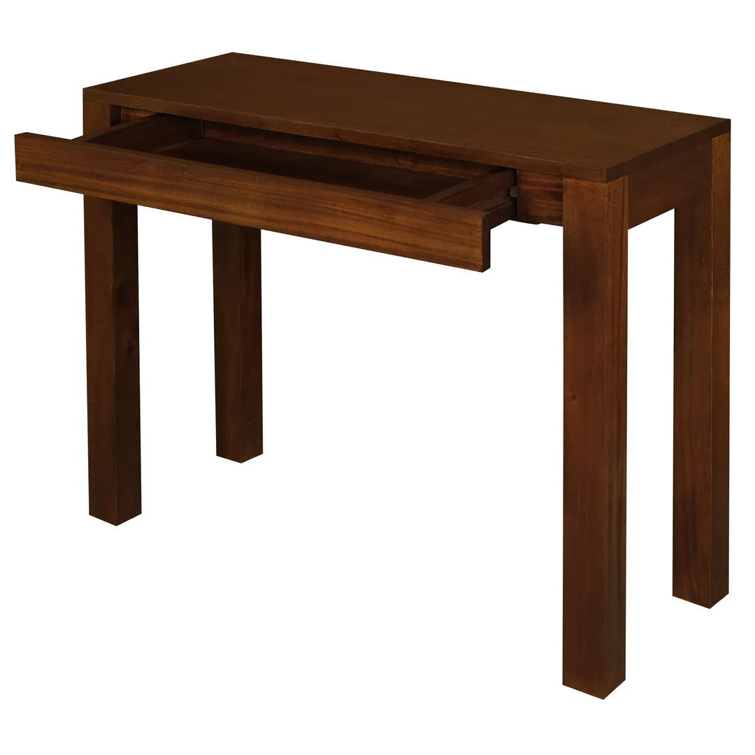 Tanaka Solid Mahogany Console Table 90cm with 1 Hidden Drawer in Mahogany - Chocolate Wood