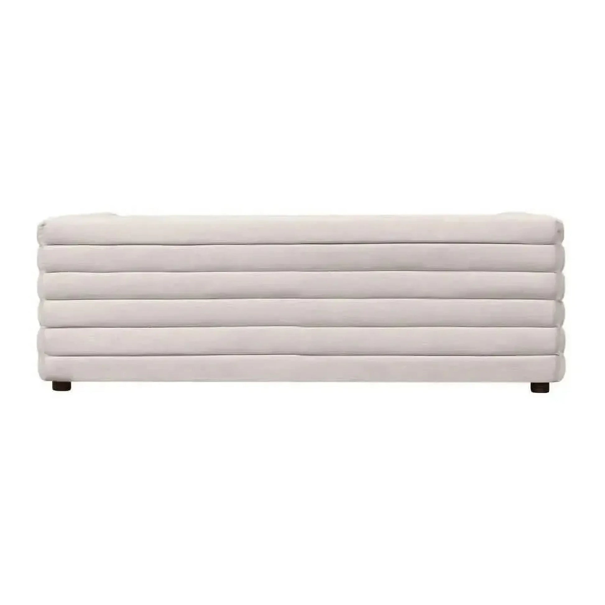 Meredith Fabric Sofa, 2-Seater in Natural Linen - Chocolate Wood