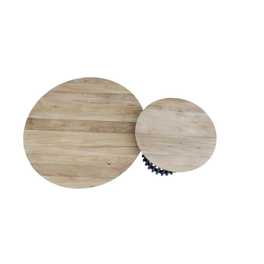 MILAN SET OF 2 COFFEE TABLES NATURAL TOPS WITH BLACK METAL LEGS - MyChocolateWood