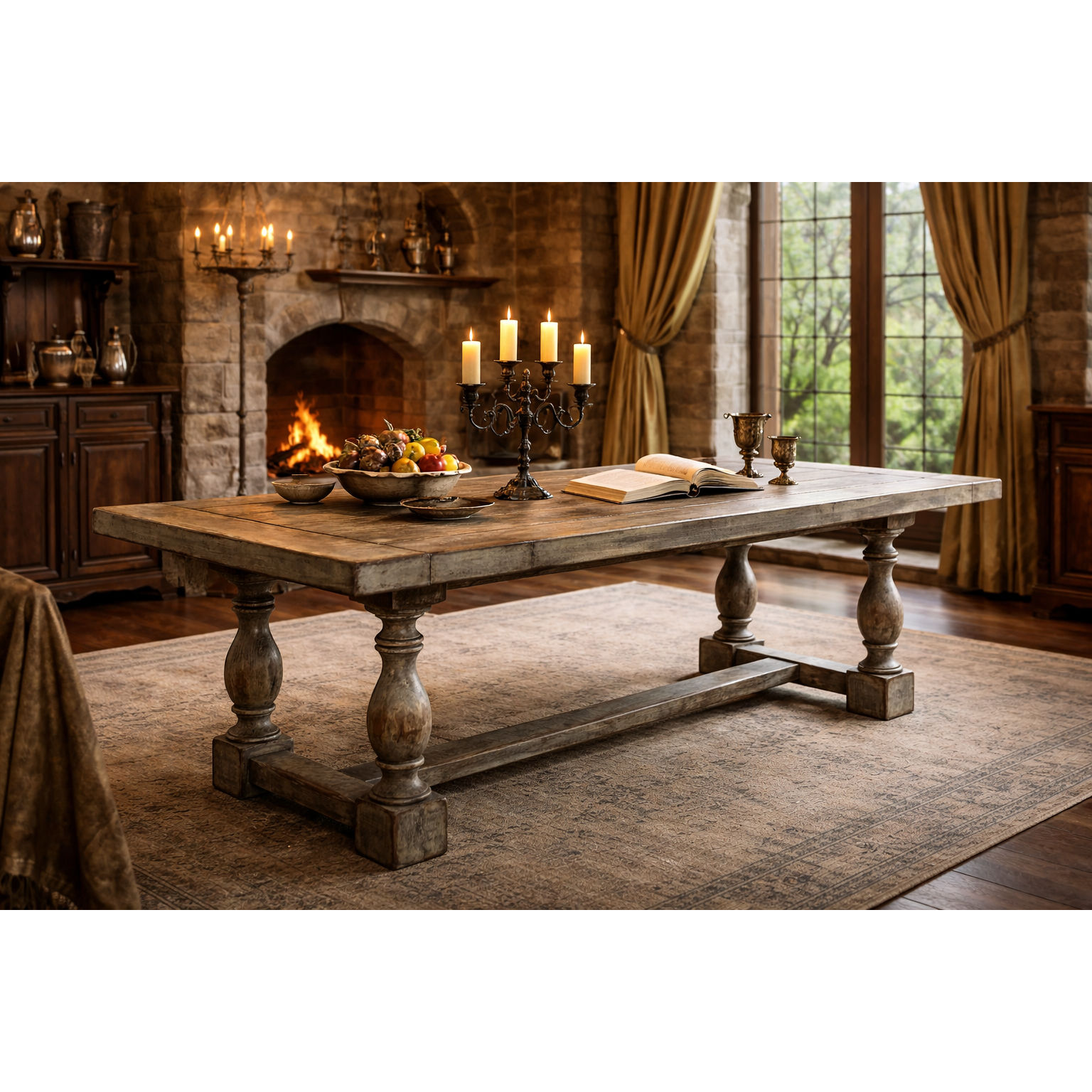 ABBEY RECYCLED OREGON TIMBER DINING TABLE RUSTIC GREY 240CM - MyChocolateWood