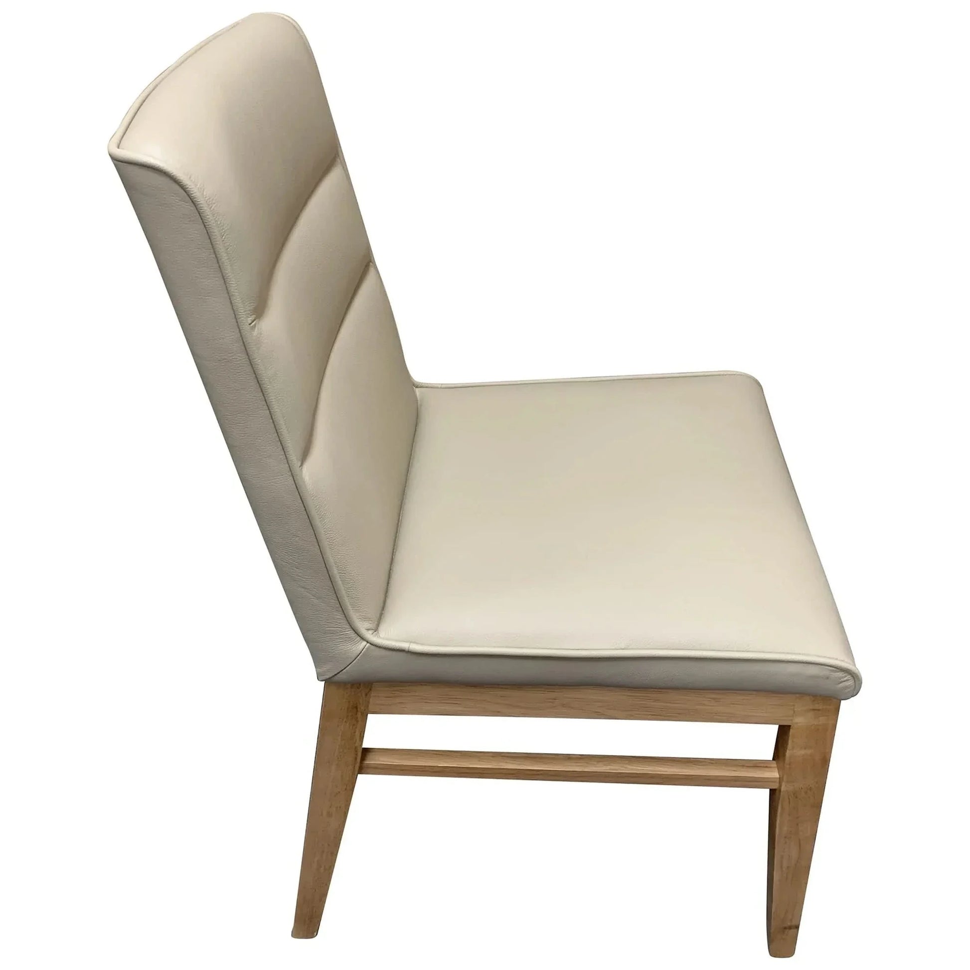 Morrow Leather Dining Chair in Light Mocha with Natural Legs - Chocolate Wood