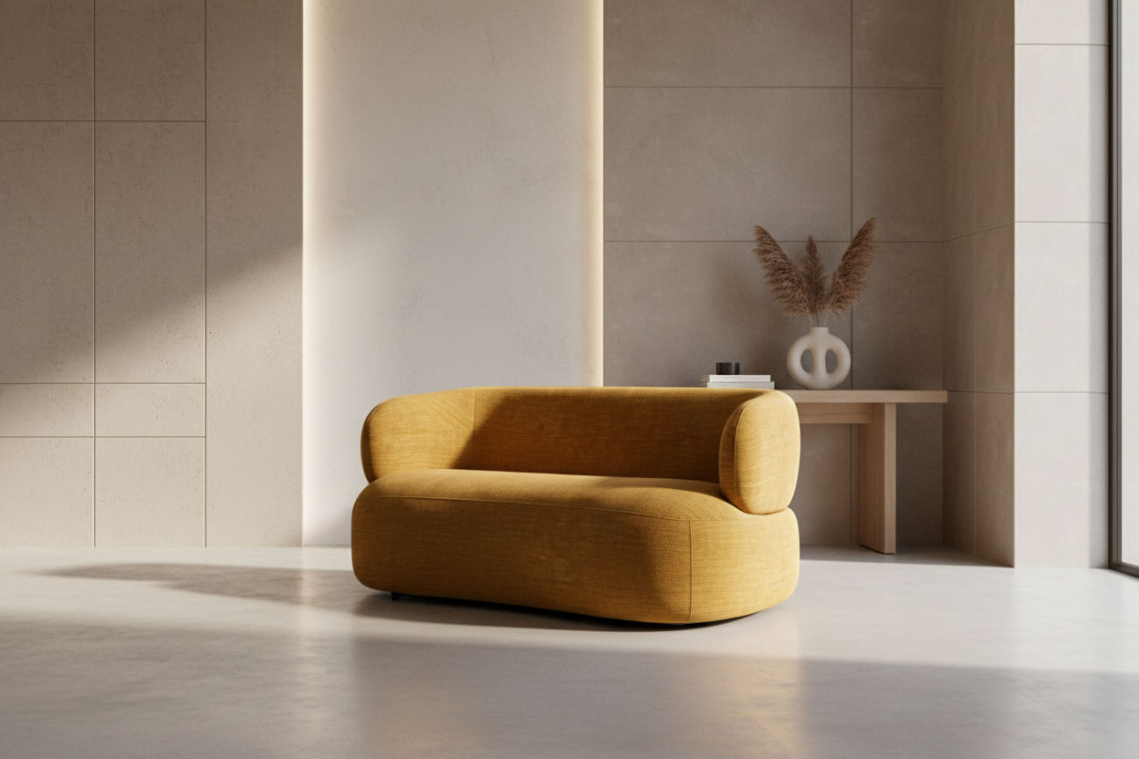 BEECHAM 3-SEATER CHENILLE SOFA MUSTARD - MyChocolateWood