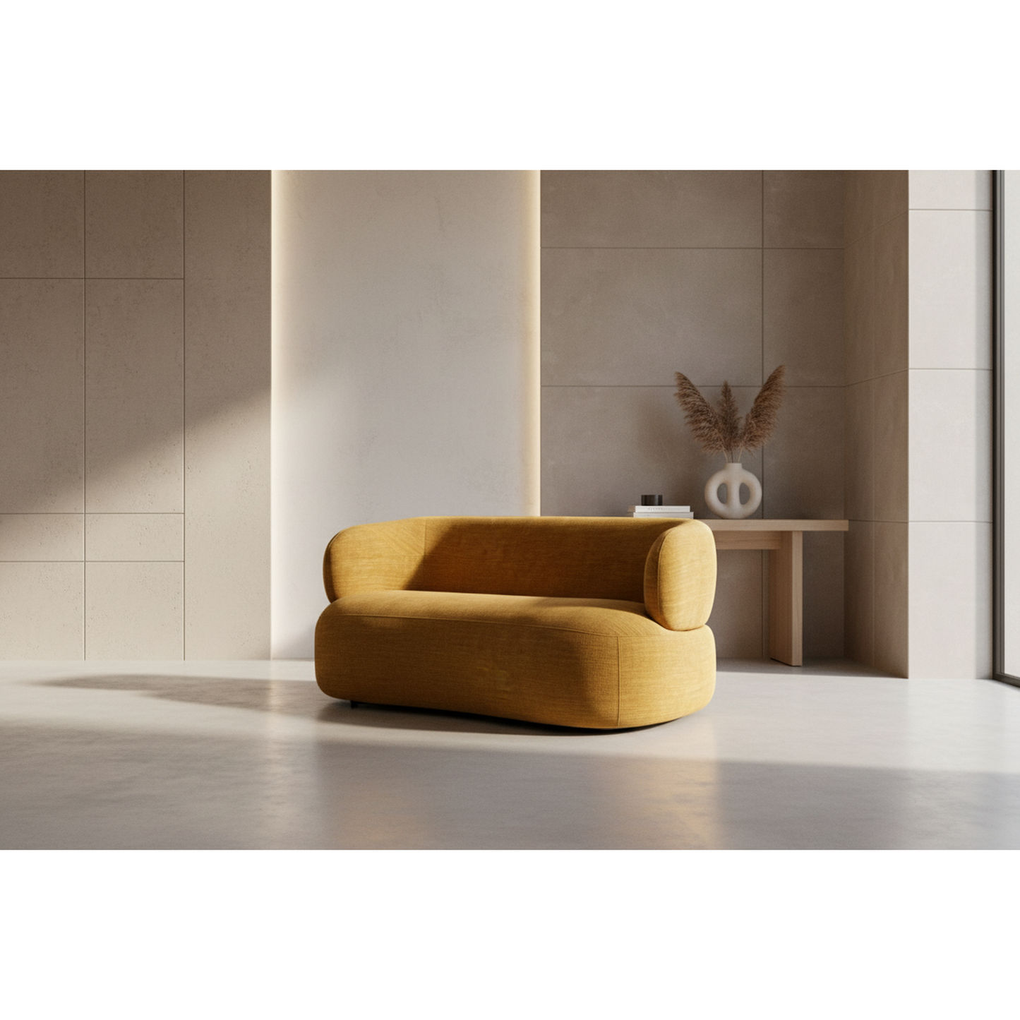 Beecham 3-Seater Sofa in Mustard - Chocolate Wood