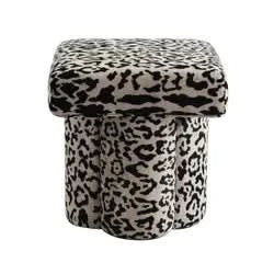 NAMAR STOOL - LEOPARD CHENILLE - MyChocolateWood