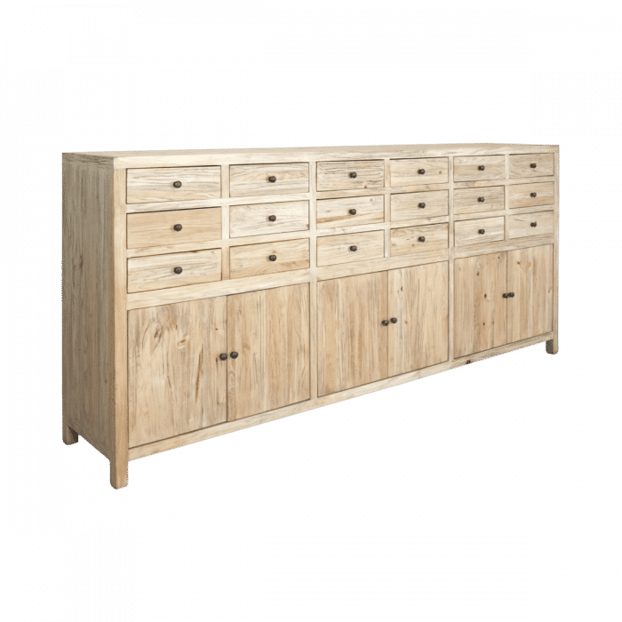 JOELLE 18-DRAWER 6-DOOR FILE CABINET DISTRESSED NATURAL - MyChocolateWood