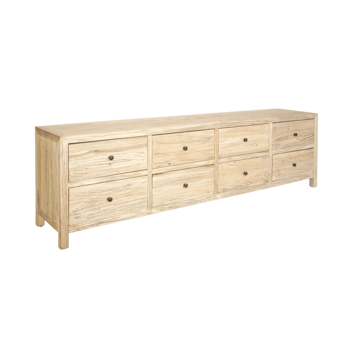 JOELLE 8-DRAWER LOWBOY/DRESSER/CHEST OF 8 DRAWERS DISTRESSED NATURAL - MyChocolateWood