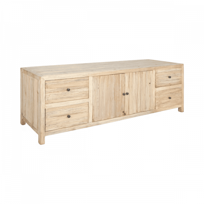 JOELLE 4-DRAWER 2-DOOR CABINET/SIDEBOARD/BUFFET DISTRESSED NATURAL - MyChocolateWood