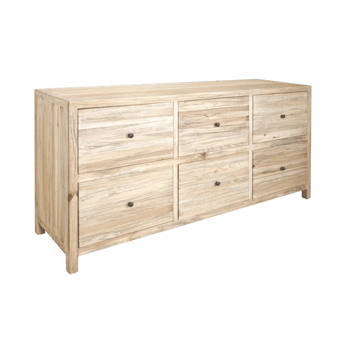 JOELLE 6-DRAWER DRESSER/CHEST OF 6 DRAWERS DISTRESSED NATURAL - MyChocolateWood