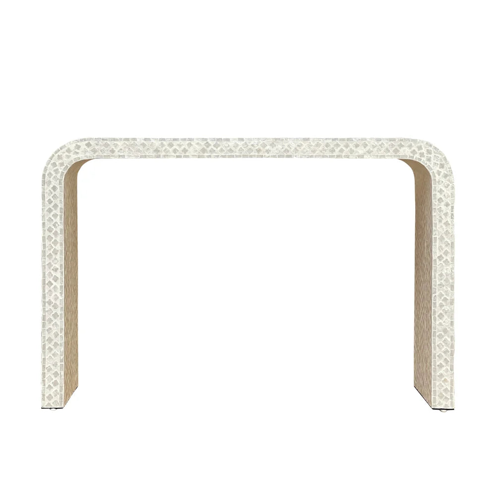 NORAH PEARLESCENT MOTHER OF PEARL CONSOLE TABLE/HALL TABLE - MyChocolateWood