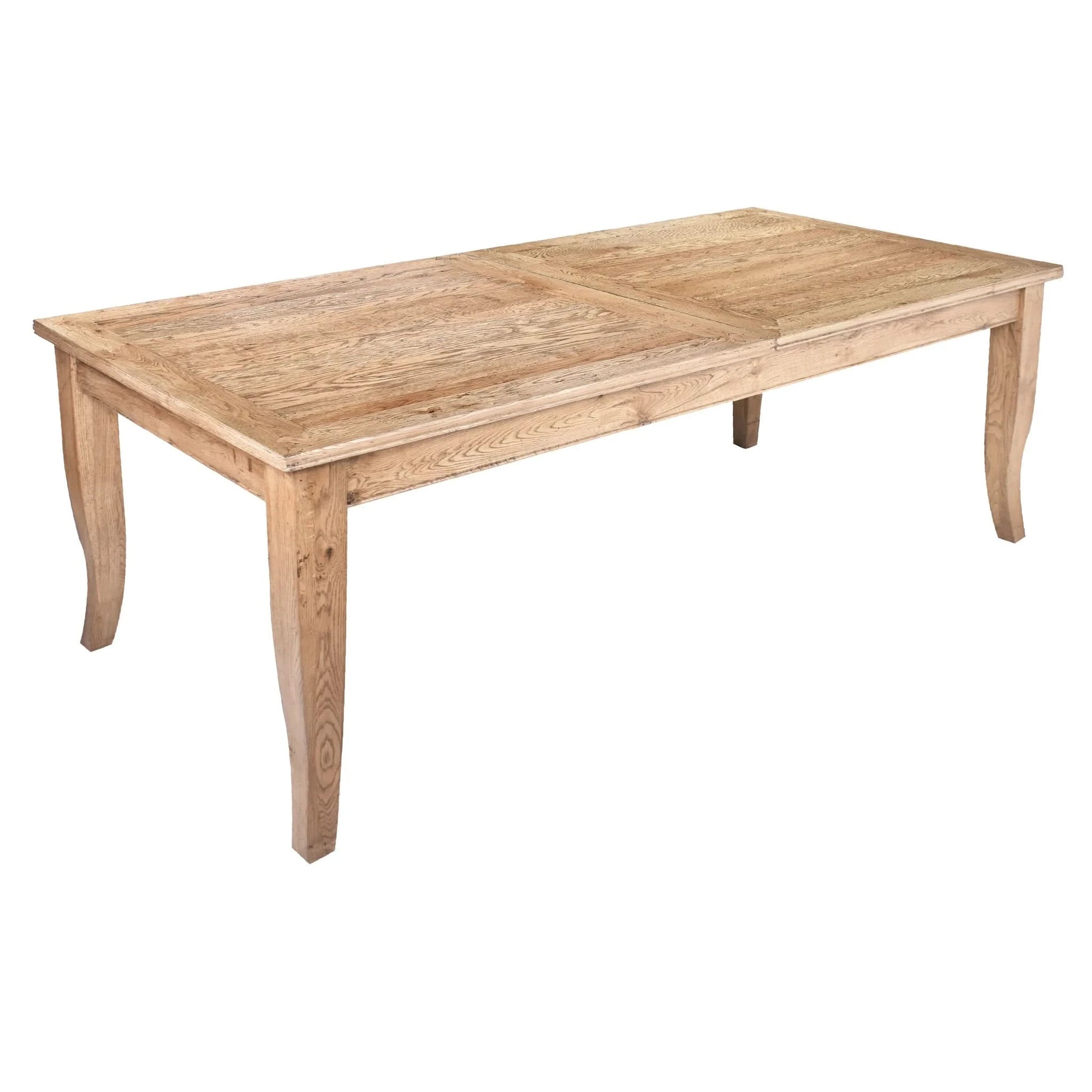 MAGGIO CURVED LEG OAK DOUBLE EXTENSION DINING TABLE W210/260/310 - MyChocolateWood