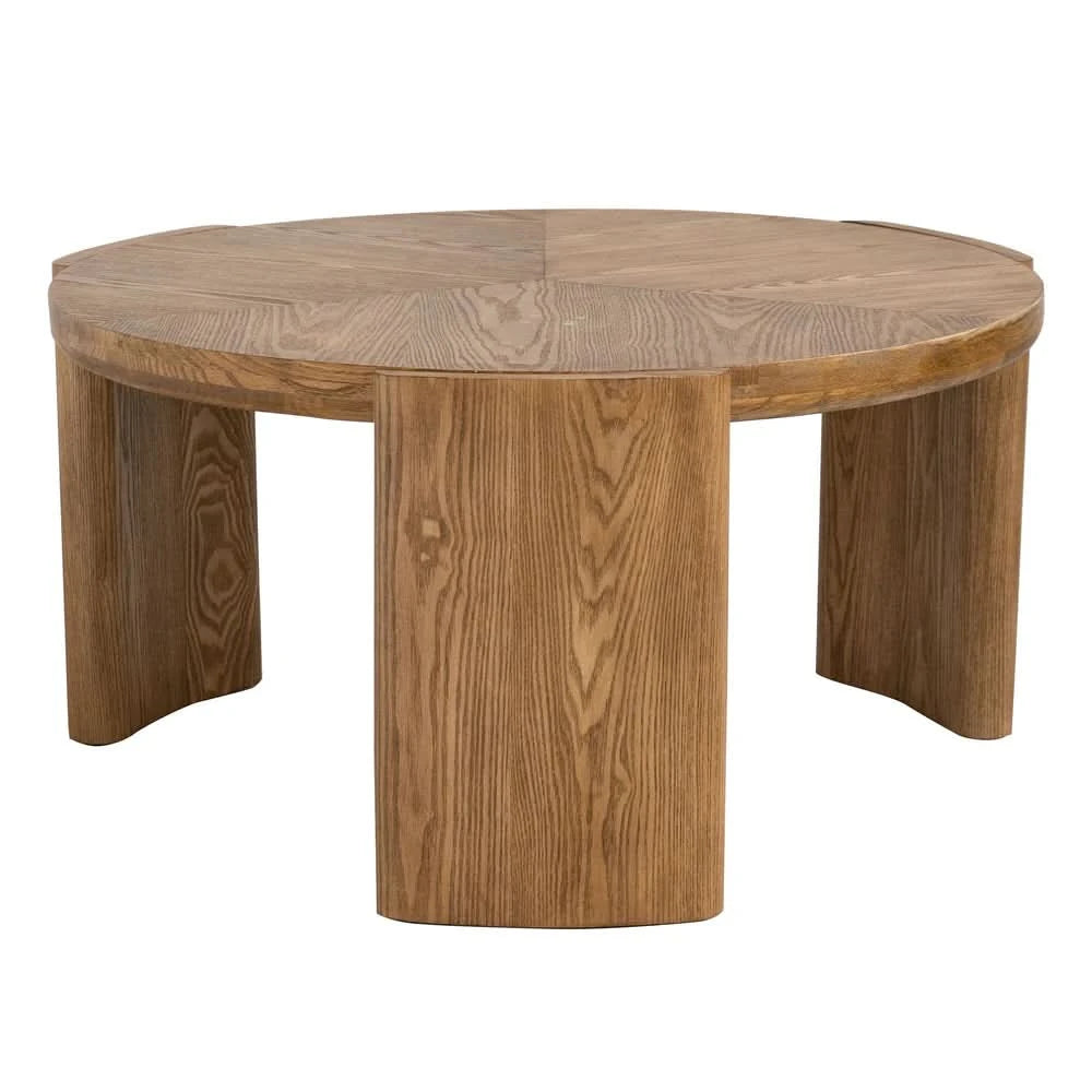 CAYDEN ASH VENEER ROUND COFFEE TABLE NATURAL - MyChocolateWood