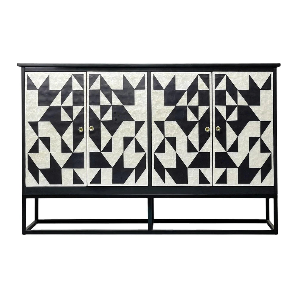 DELTA  MOTHER OF PEARL HAND INLAY 4-DOOR SIDEBOARD/BUFFET - MyChocolateWood