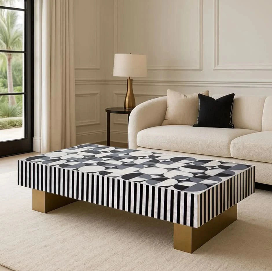 ORION MOTHER OF PEARL HAND INLAY COFFEE TABLE - MyChocolateWood