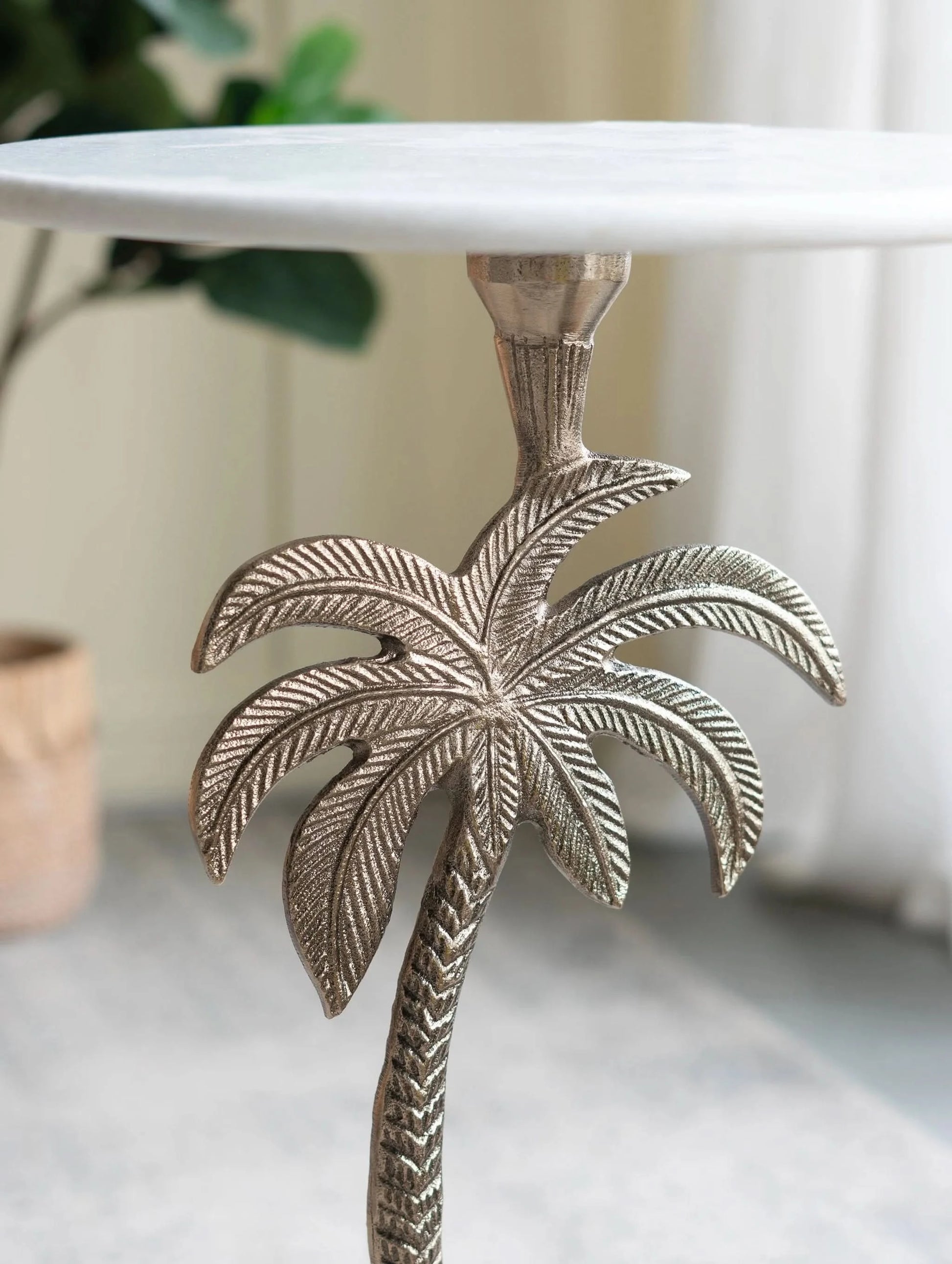 ADDISON MARBLE PALM TREE SIDE TABLE/LAMP TABLE NATURAL - MyChocolateWood