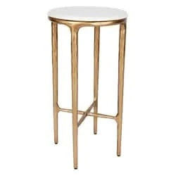 SOREN MARBLE PETITE SIDE TABLE - BRASS FRAME 90CM - MyChocolateWood