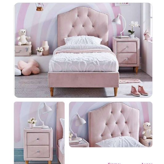 Princess Fabric Bed in Pink - Chocolate Wood