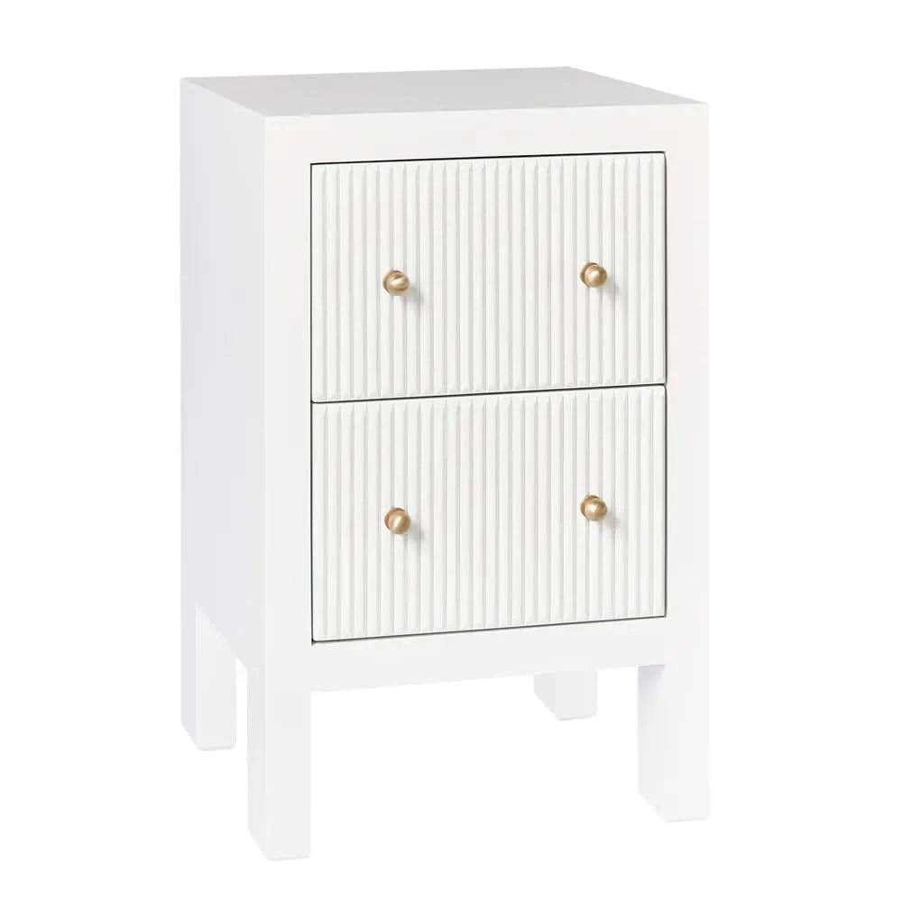 JAYLA PETITE WHITE 2-DRAWER BEDSIDE TABLE - MyChocolateWood