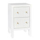 Jayla Petite 2-Drawer Bedside Table in White - Chocolate Wood