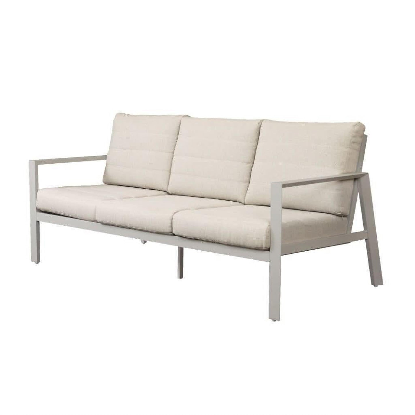 Frinton 4-Piece Outdoor Lounge Set in Cream - Chocolate Wood