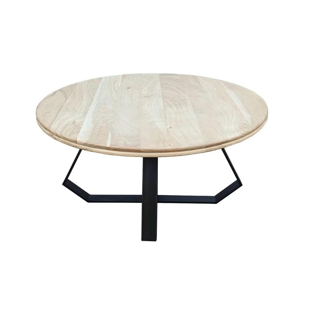 ARNIK ACACIA WOOD ROUND COFFEE TABLE  OCCASIONALTABLE NATURAL /BLACK - MyChocolateWood