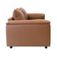 Mackenzie Leather 2-Seater Sofa in Cognac - Chocolate Wood