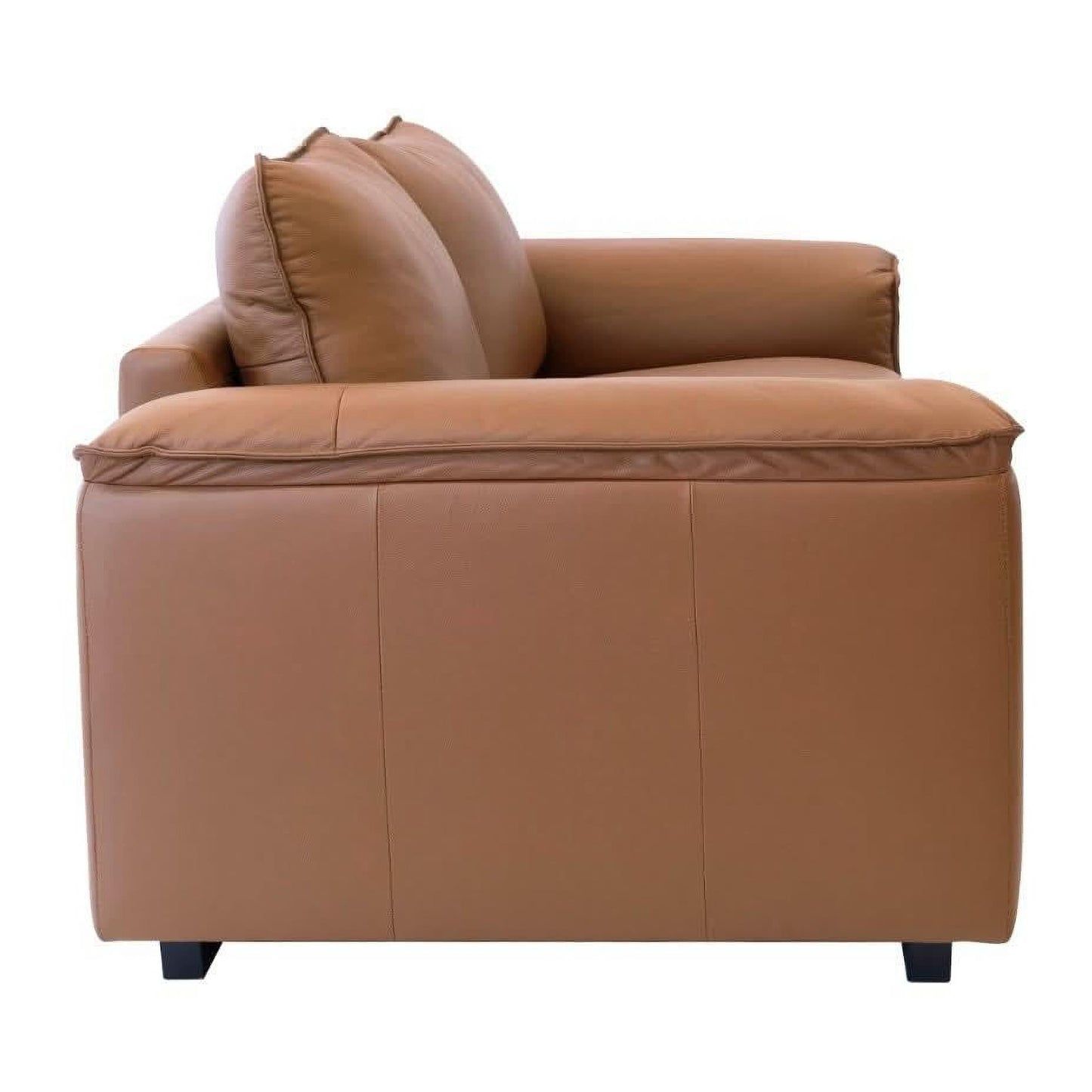 Mackenzie Leather 2-Seater Sofa in Cognac - Chocolate Wood