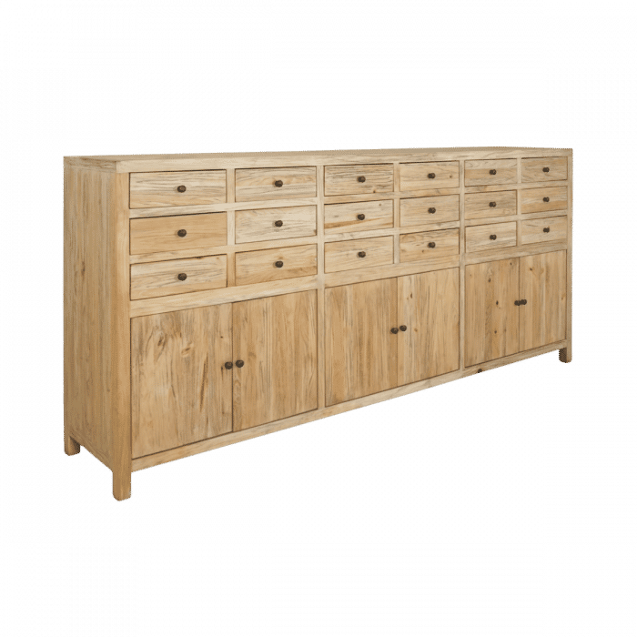 JOELLE 18-DRAWER 6-DOOR FILE CABINET DISTRESSED RUSTIC NATURAL - MyChocolateWood