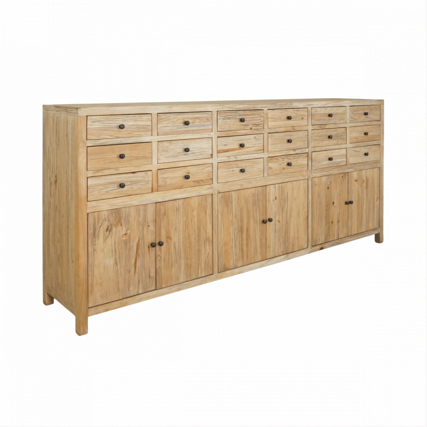 Joelle 18-Drawer 6-Door File Cabinet in Distressed Rustic - Chocolate Wood