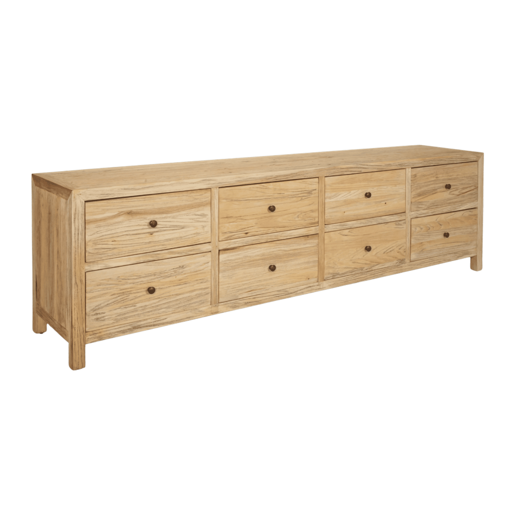 Joelle 8-Drawer Lowboy in Distressed Rustic - Chocolate Wood