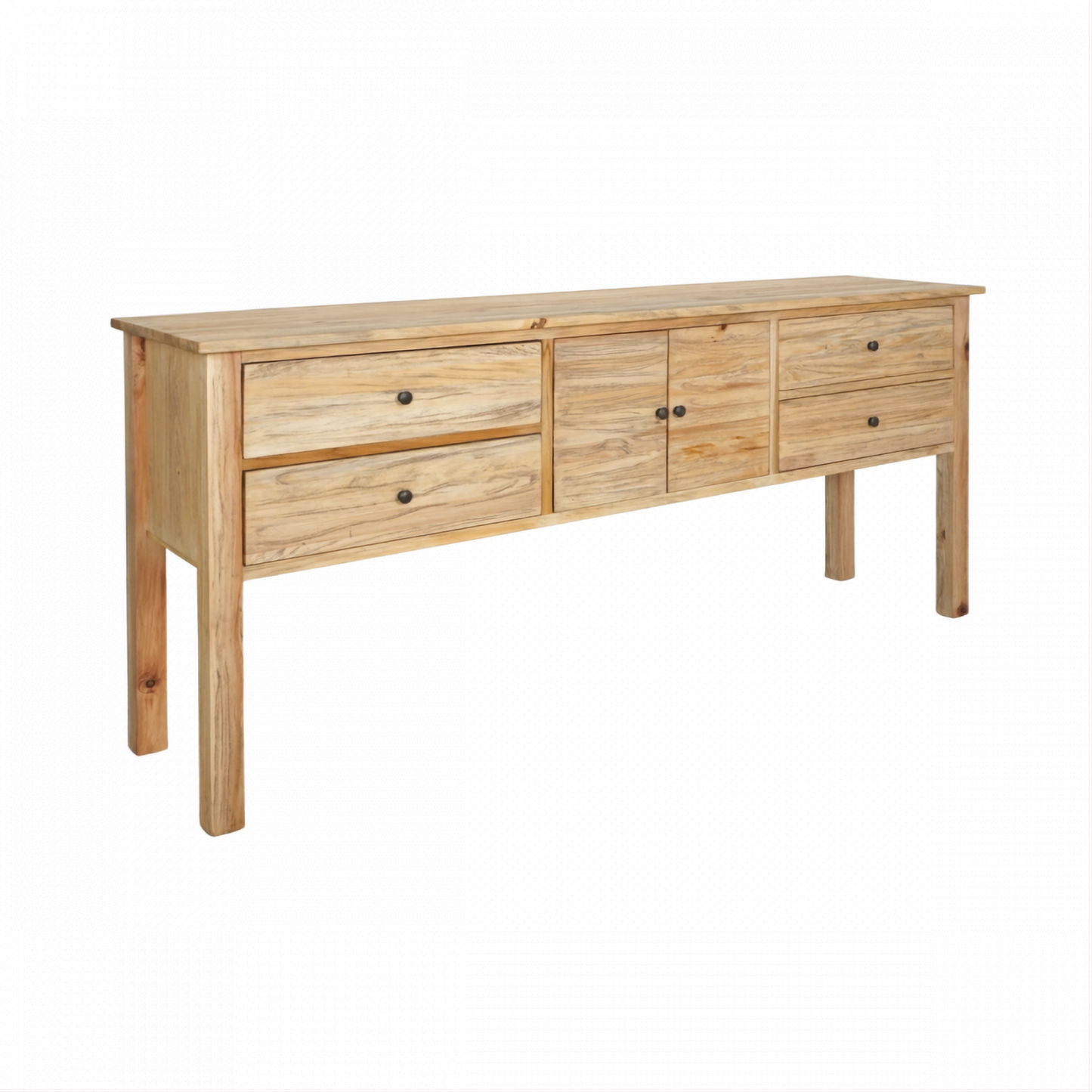 Joelle 4-Drawer 2-Door Buffet in Distressed Rustic - Chocolate Wood