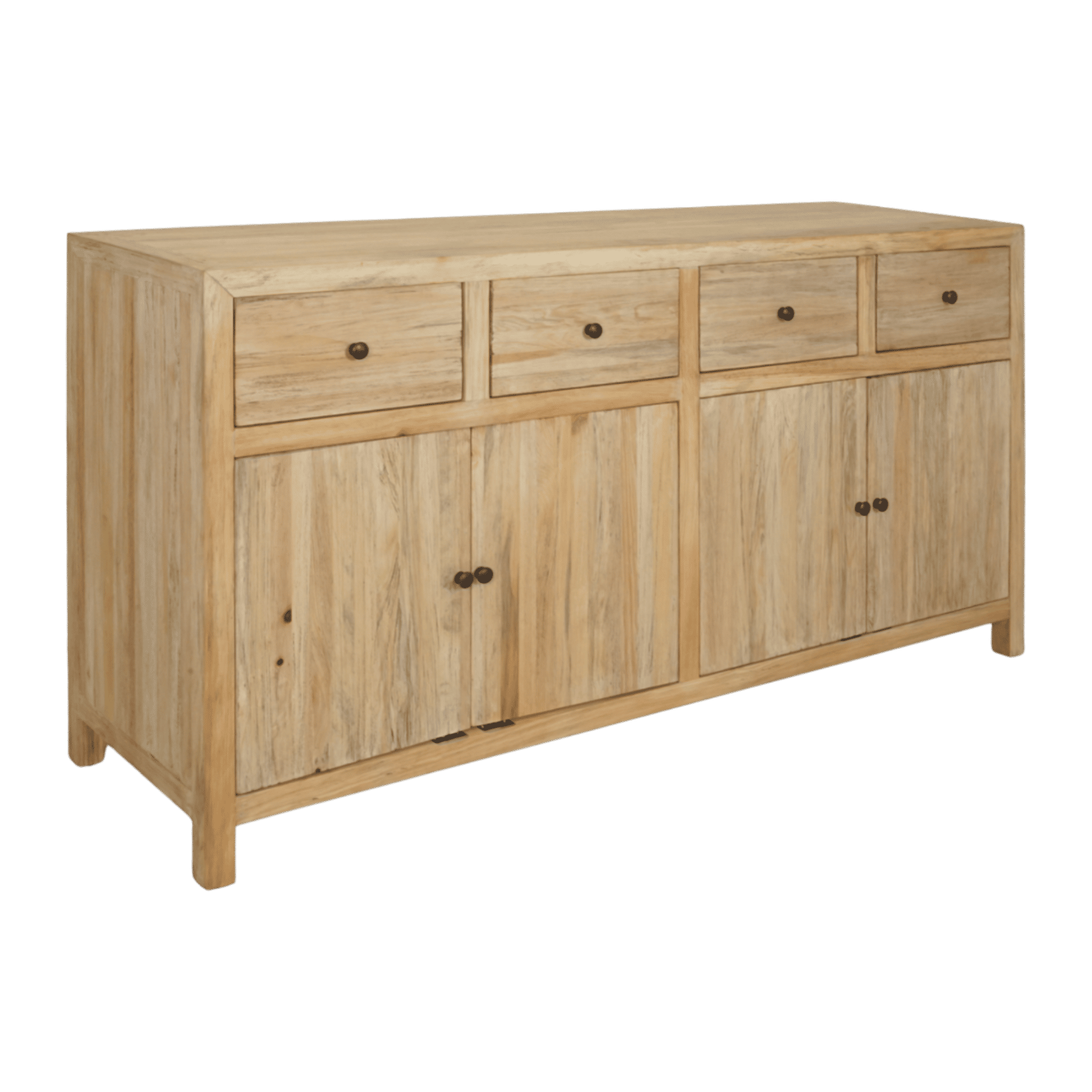 Joelle 4-Drawer 4-Door Sideboard in Distressed Rustic - Chocolate Wood
