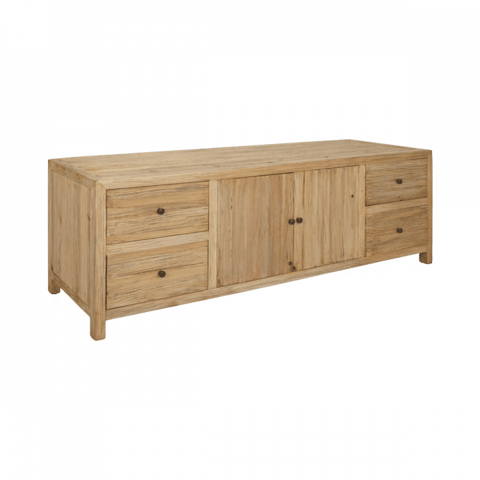 JOELLE 4-DRAWER 2-DOOR CABINET/SIDEBOARD/BUFFET DISTRESSED RUSTIC - MyChocolateWood
