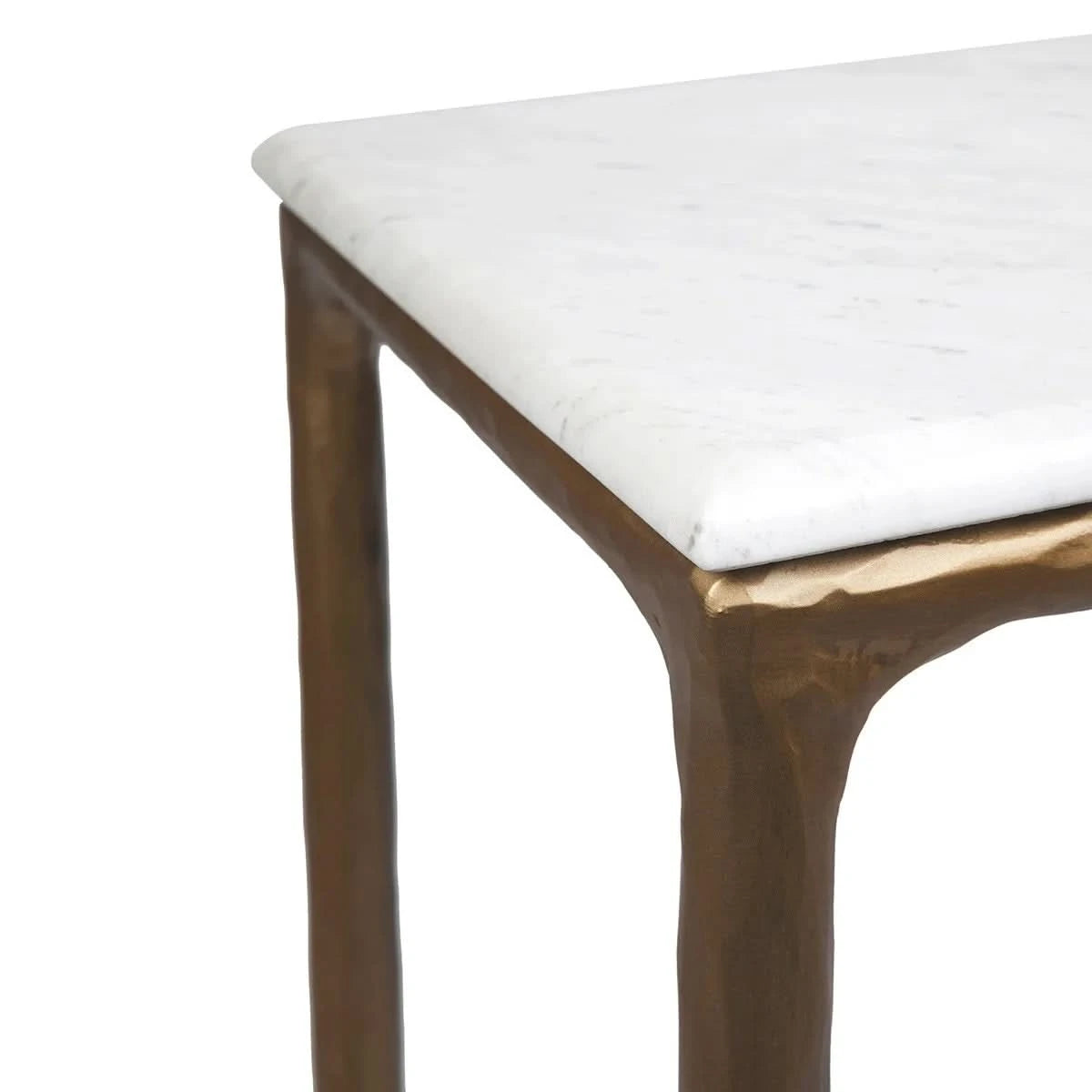SOREN MARBLE SMALL CONSOLE TABLE/HALL TABLE - BRASS FRAME 90CM - MyChocolateWood