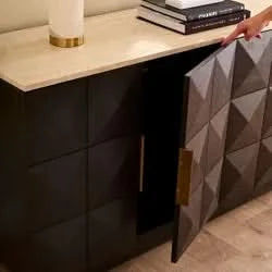 HAMPSHIRE WHITE MARBLE/SMOKED OAK 4-DOOR BUFFET/SIDEBOARD - MyChocolateWood