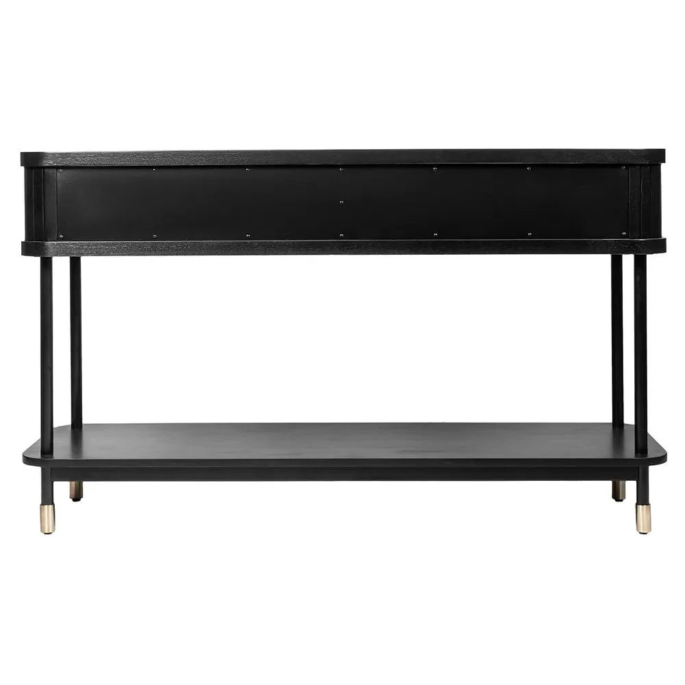PEMBROKE OAK TIMBER 2-DRAWER CONSOLE TABLE HALL TABLE BLACK - MyChocolateWood
