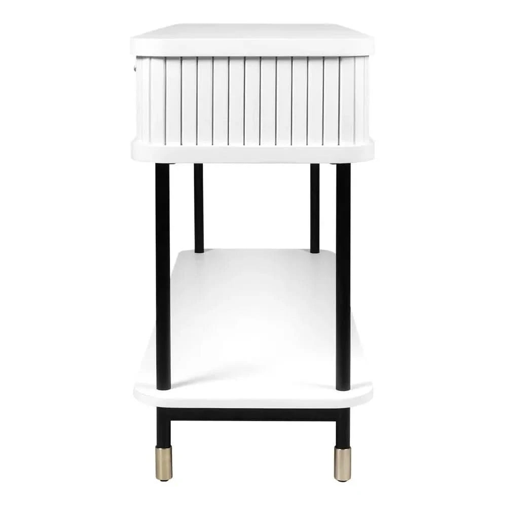 PEMBROKE OAK TIMBER 2-DRAWER CONSOLE TABLE HALL TABLE WHITE - MyChocolateWood