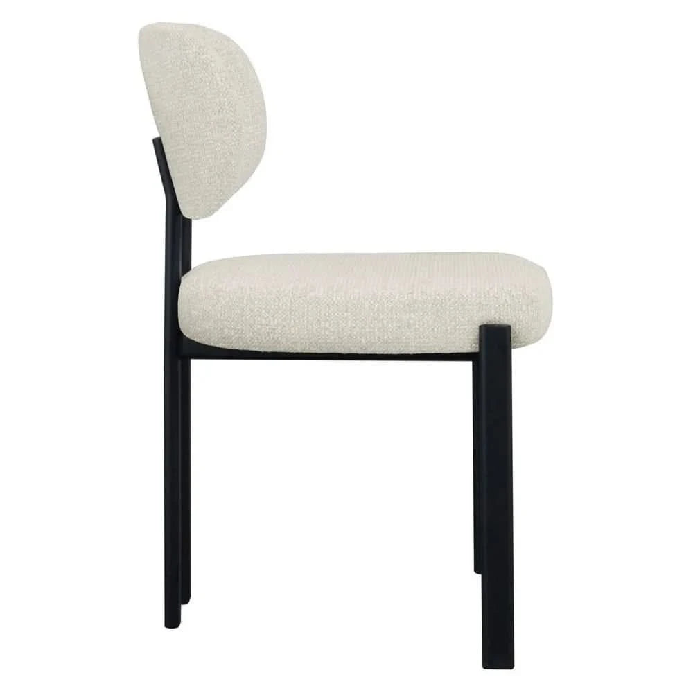 KILBRIN NATURAL CHENILLE/BLACK METAL DINING CHAIR - MyChocolateWood
