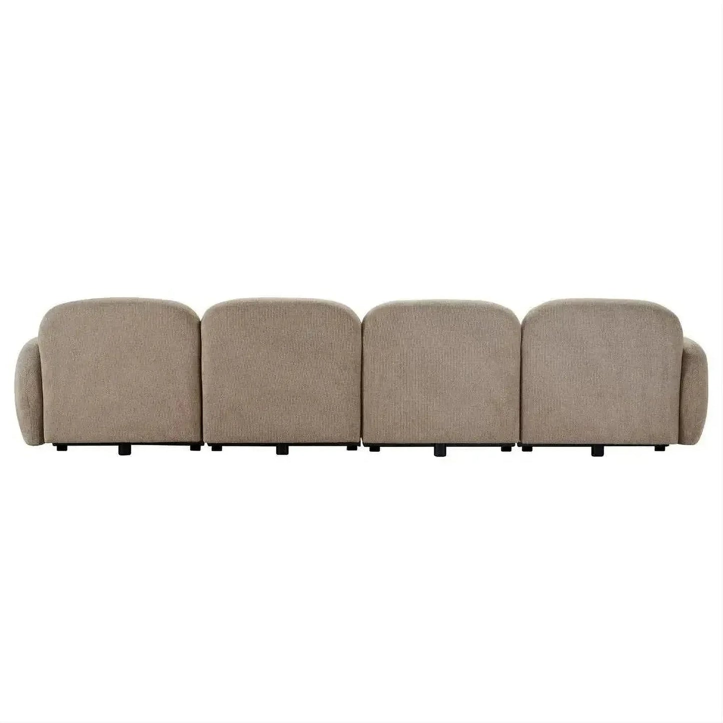 Lorelei 4-Seater Modular Chenille Sofa in Taupe - Chocolate Wood