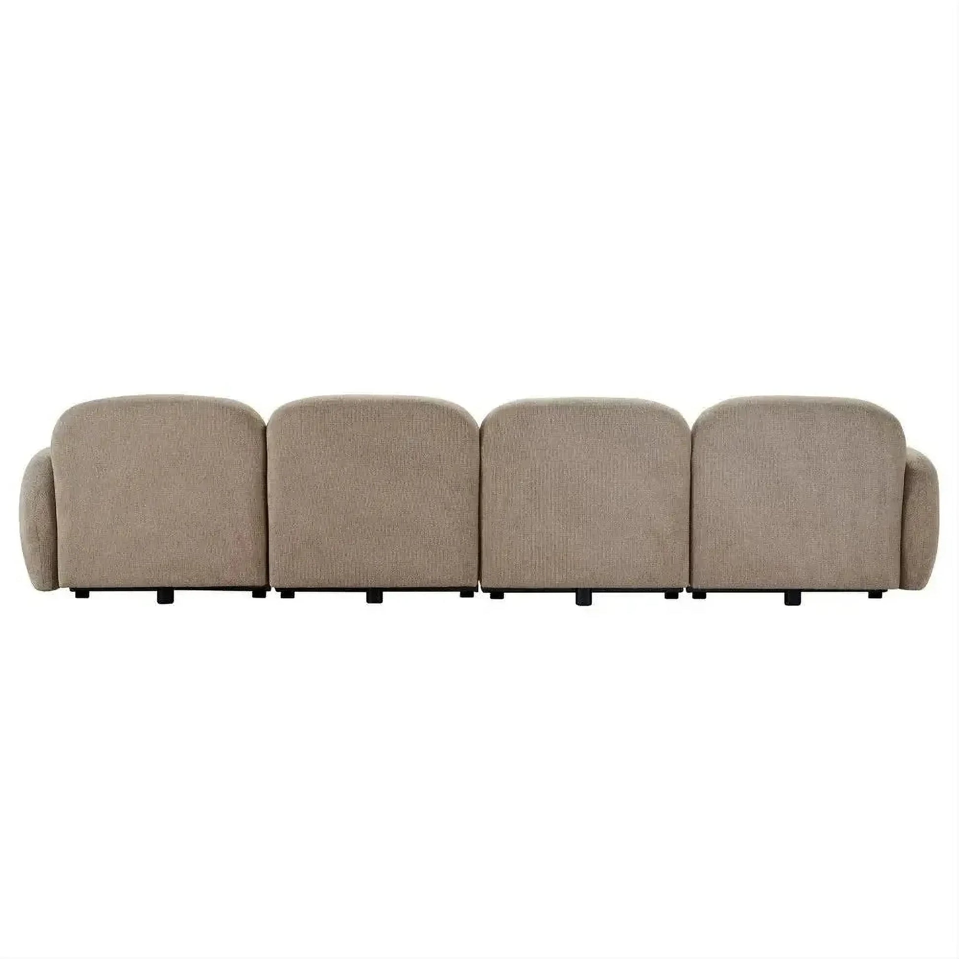 Lorelei 4-Seater Modular Chenille Sofa in Taupe - Chocolate Wood