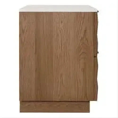 Hampshire 2-Drawer Bedside Table in Walnut with Travertine Top - Chocolate Wood